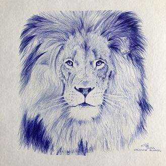 Christophe bicharel lion stylo bille bleu