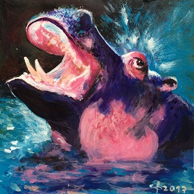 Christophe bicharel peinture hippopotame