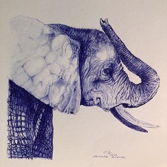 Elephant stylo bille bleu christophe bicharel